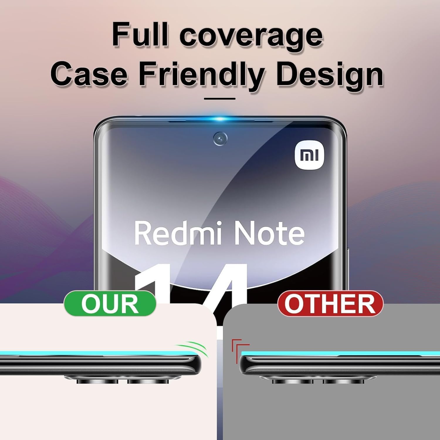 Detalle de QULLOO Sichtschutzfolie für Xiaomi Redmi Note 14 Pro 4G – 2+2 Stück mit Kameraschutz und Anti-Spy