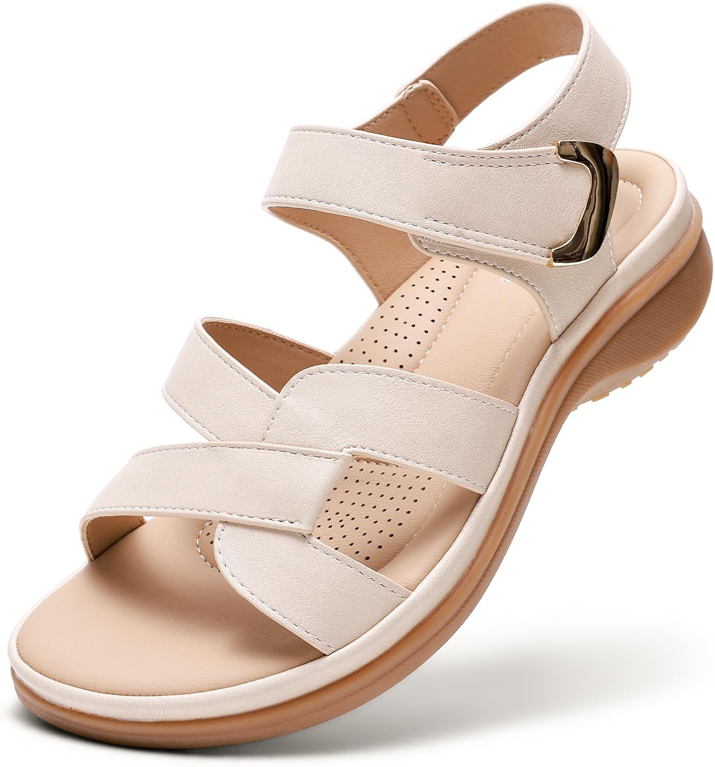 Detalle de Sandalen Damen Sommer Freizeit Flach Sandaletten – Bequem & Vielseitig