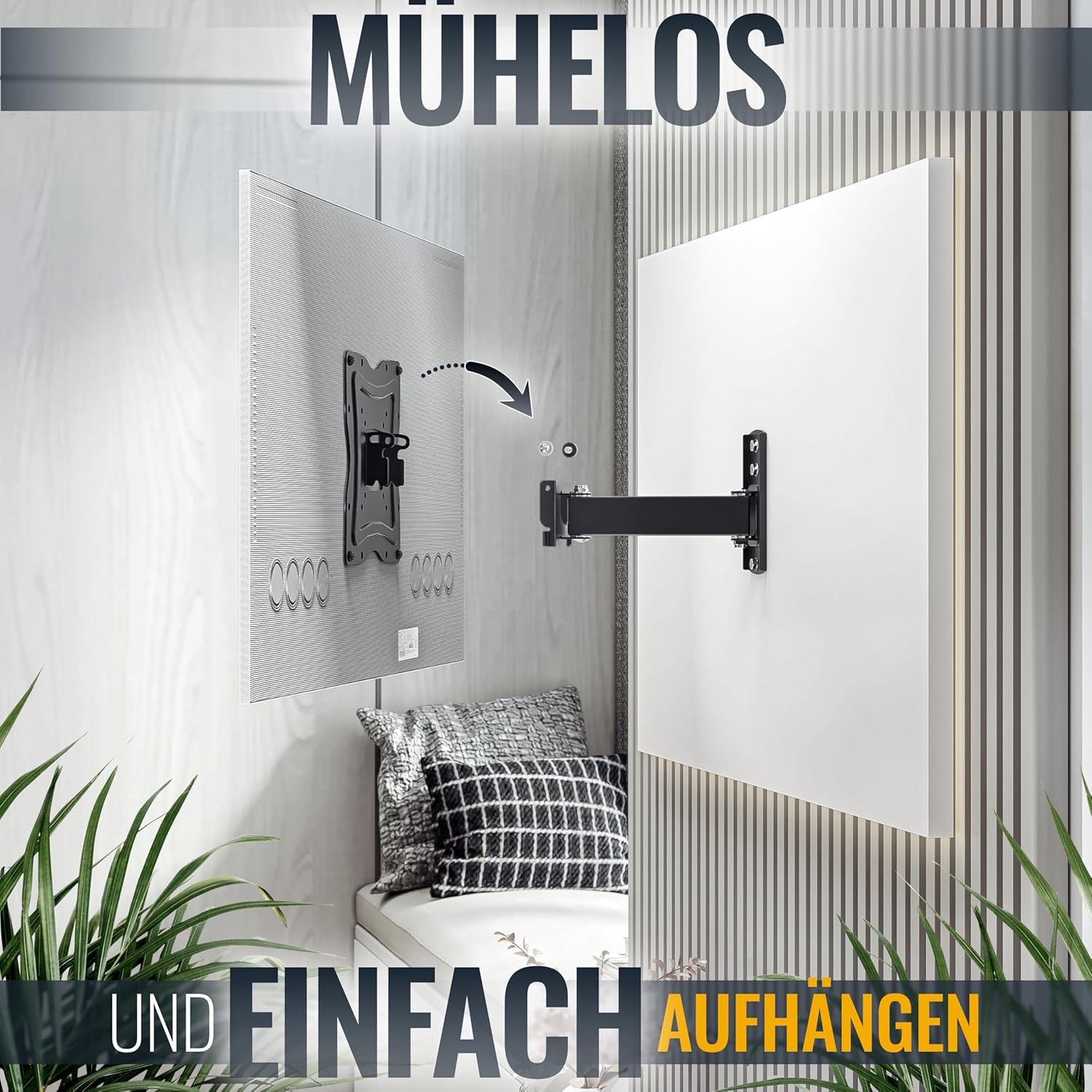 Thumbnail 1 de Support mural TV RICOO Support Murale S1222 orientable et inclinable (30 à 55")