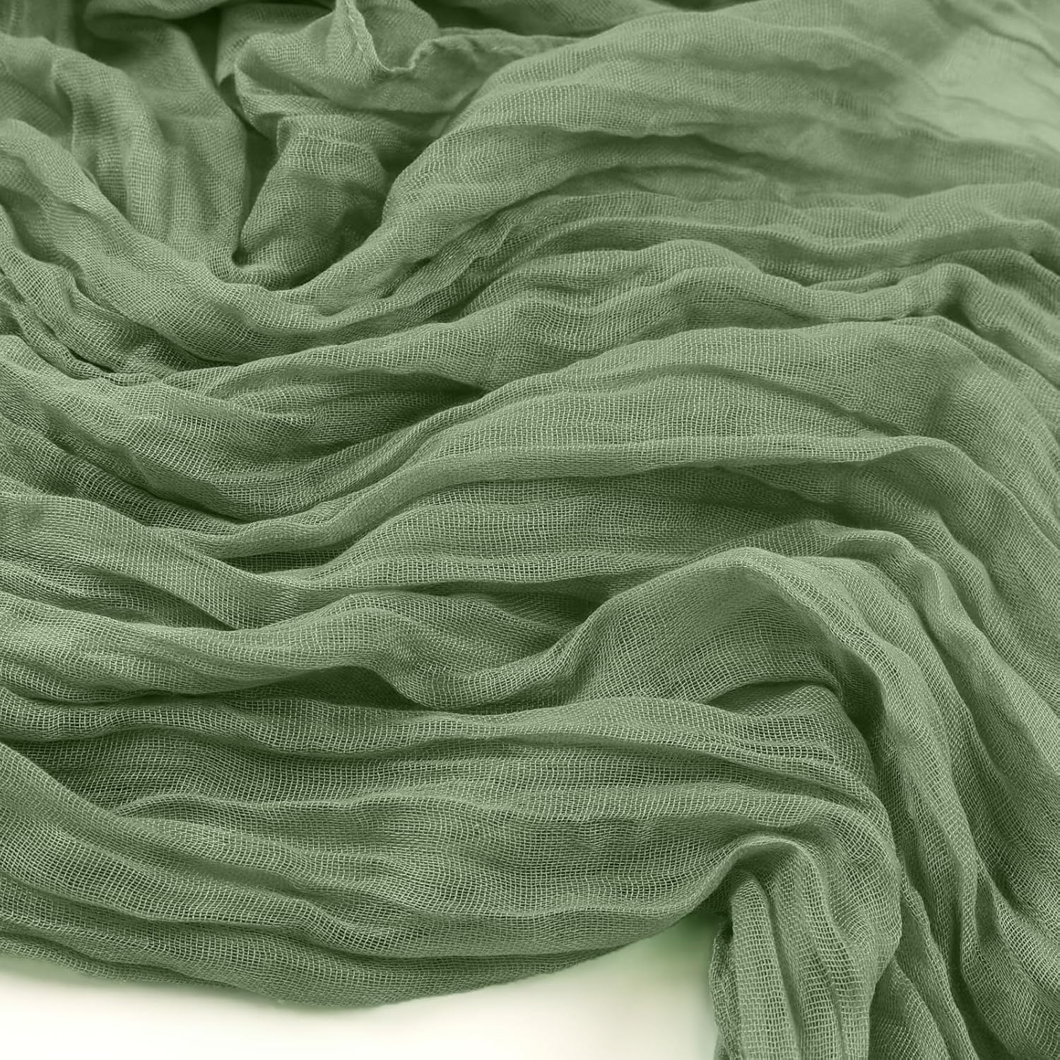 Detalle de pepmily 8 Pack Sage Green Cheesecloth Table Runner (23 x 120 Inch) – Rustic Boho Decor for Weddings, Parties, and Home Use