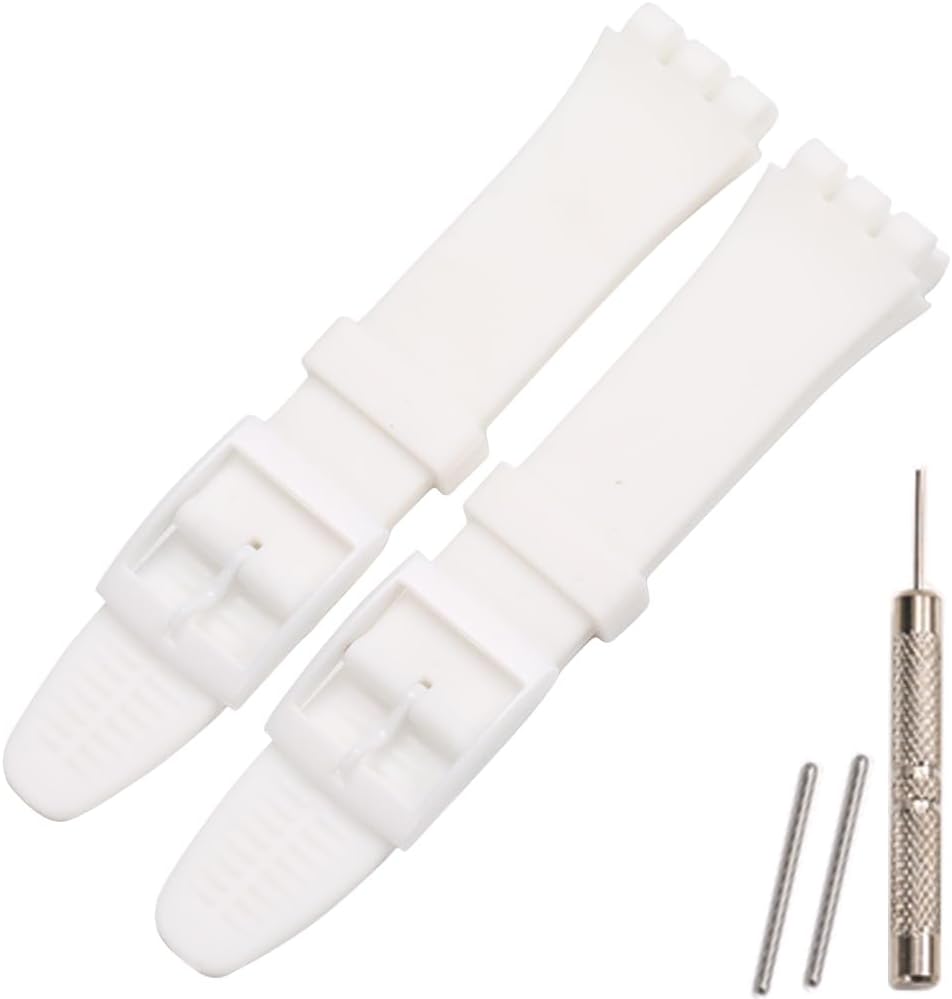 Detalle de XBDSW 2er-Silikon Uhrenarmband-Set für Swatch (17/19/20 mm) – wasserdicht, mit Werkzeug