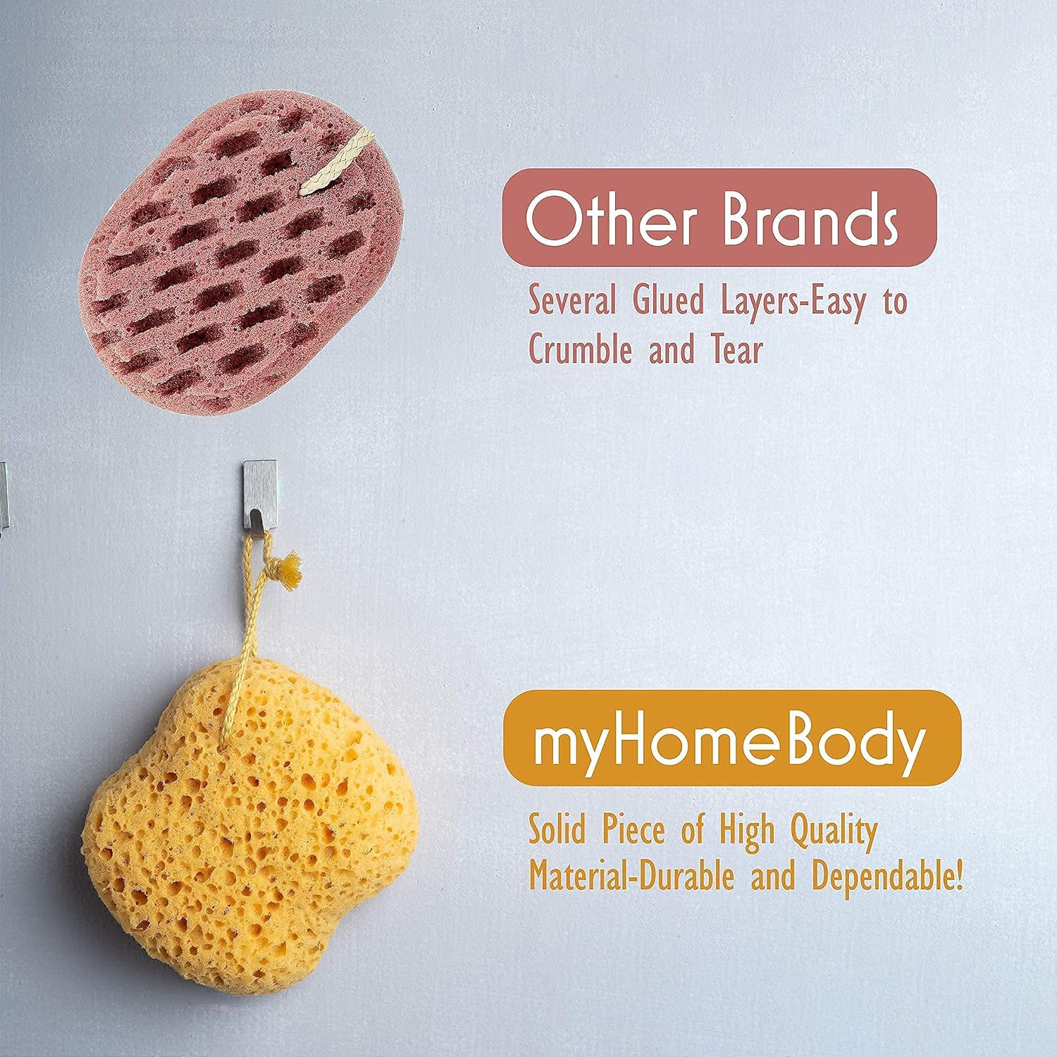 Thumbnail 6 de myHomeBody Bath Sponge, Foam Loofah – Large, 3 Pack (Curvy) for Rich Lather and Gentle Exfoliation