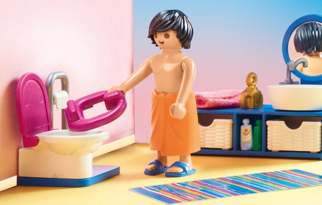 Detalle de PLAYMOBIL Dollhouse 70211 Badezimmer (ab 4 Jahren) mit 51-teiligem Zubehör