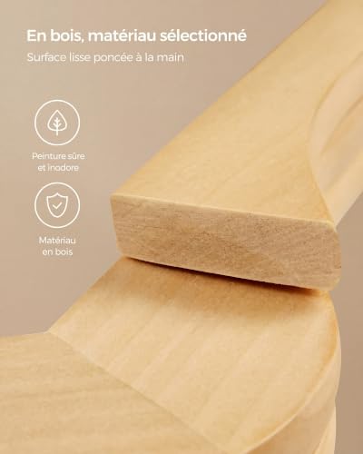 Detalle de SONGMICS Cintres en bois massif, Lot de 20 avec encoches antiglisse et crochets pivotants
