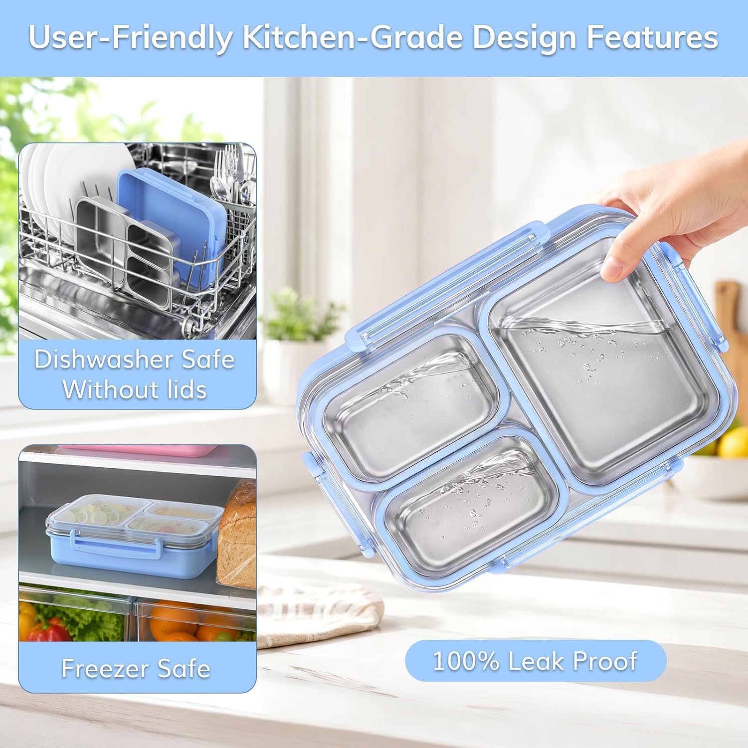 Detalle de KHOXU Stainless Steel Lunch Box 28 oz