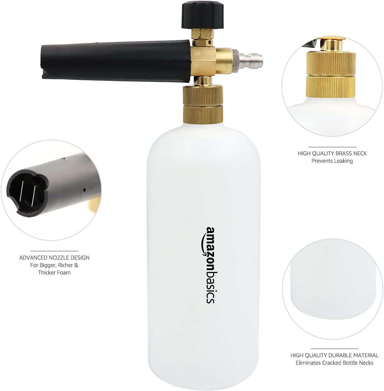 Detalle de Amazon Basics – Cannon à mousse à raccord rapide 1/4" (1,6 cm) pour nettoyeur à pression, 1 l