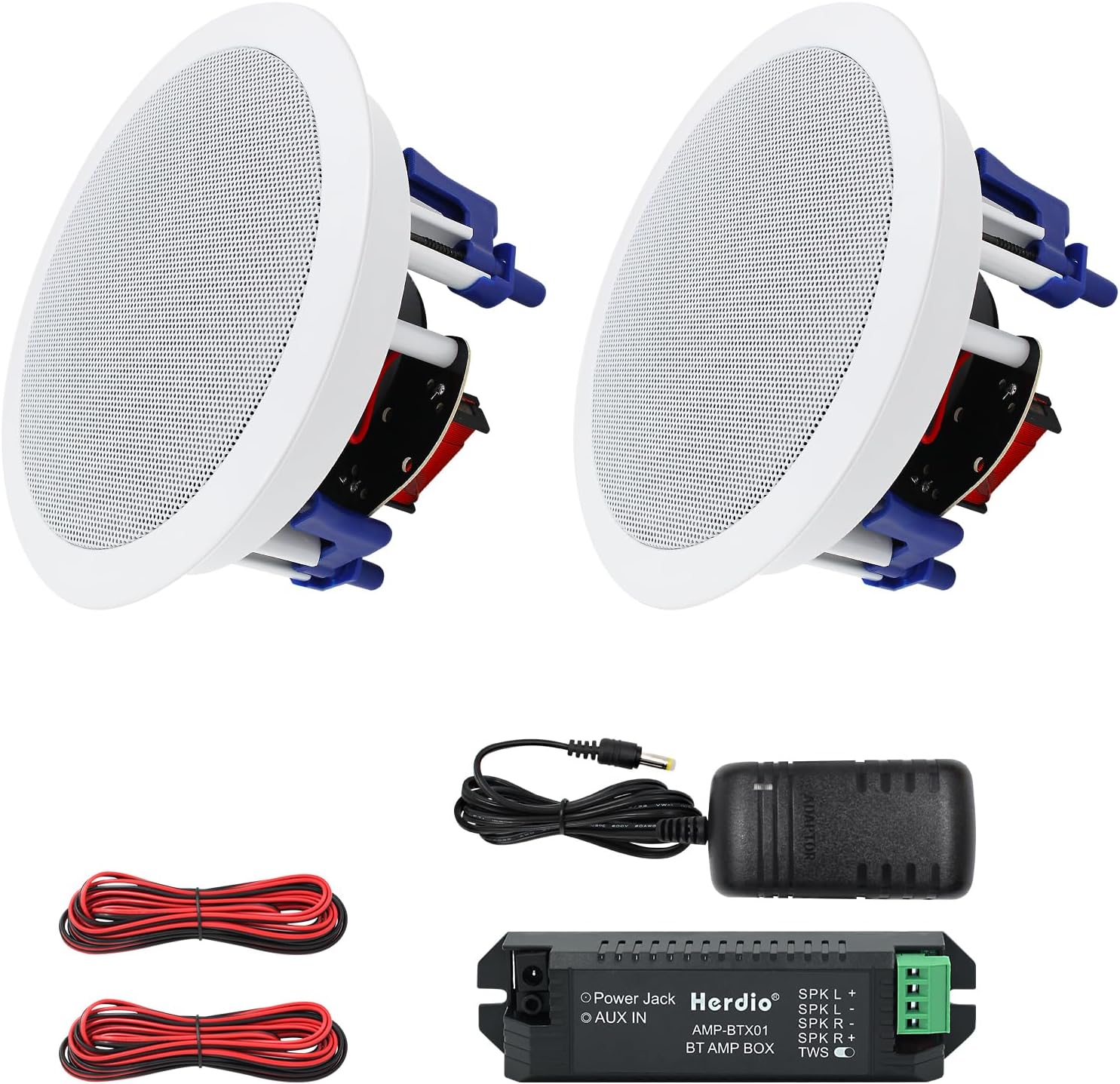Detalle de Herdio 5,25 Zoll Deckenlautsprecher – 2er-Set, Bluetooth-Kompatibilität, 300 W Spitzenleistung, Unterputz-Design