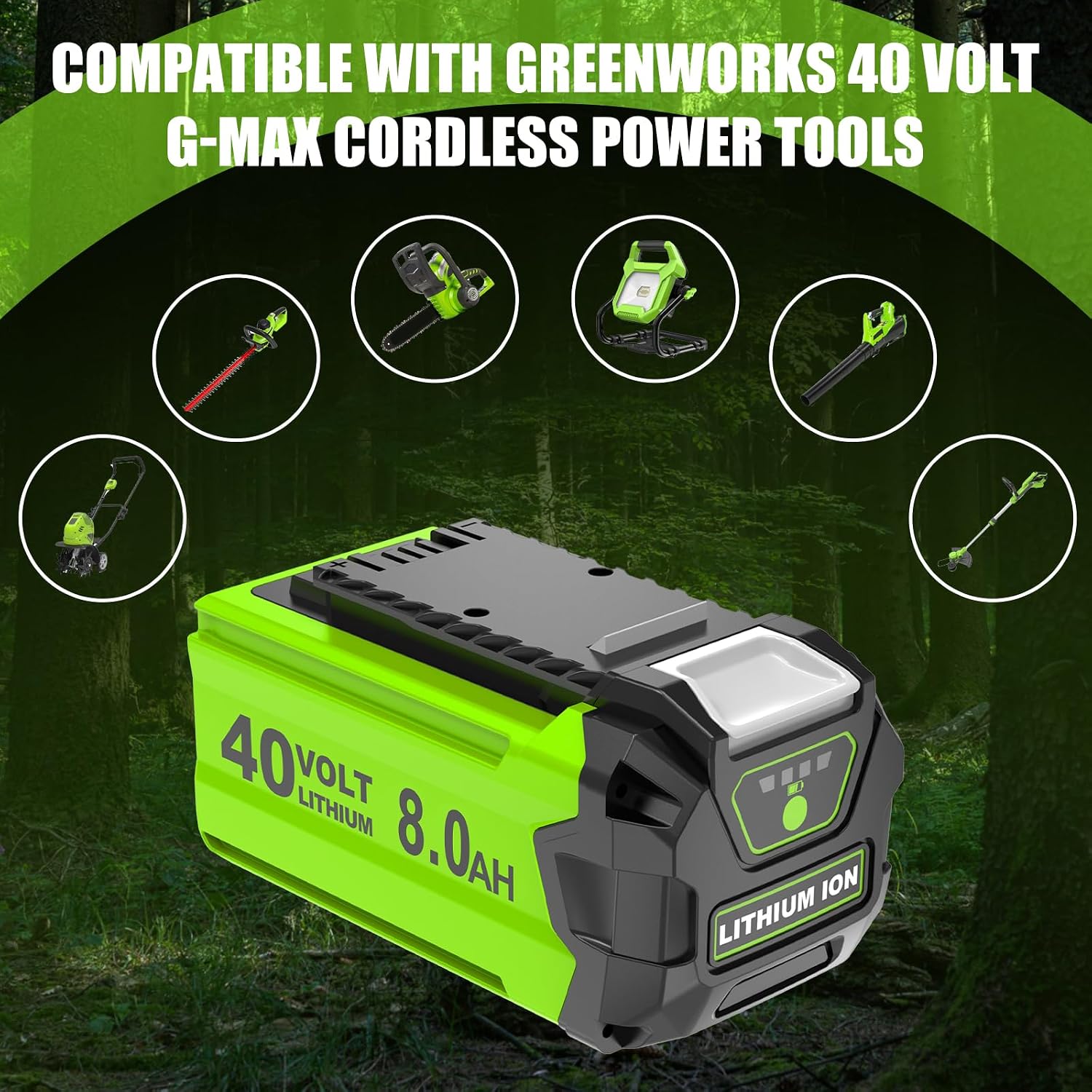 Detalle de Greenworks-Compatible Replacement Battery 8.0Ah