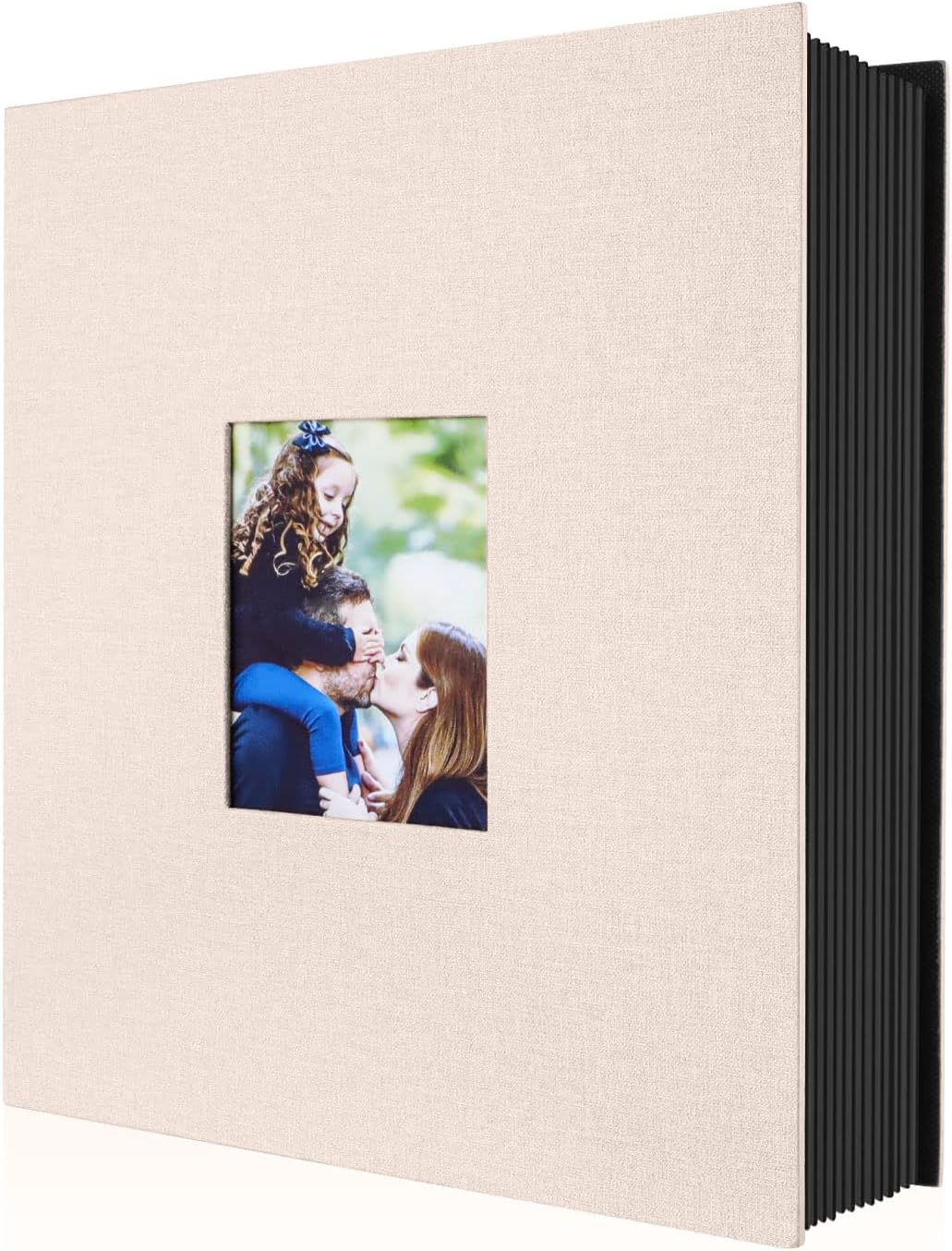 Benjia 6x4 slip-in linen photo album with 400 portrait pockets (beige)