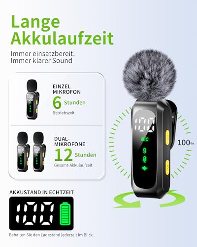 Detalle de CKOKC Handy-Mikrofon Mini – Plug & Play Lavalier Mikrofon mit Windschutz für iPhone, Android und PC