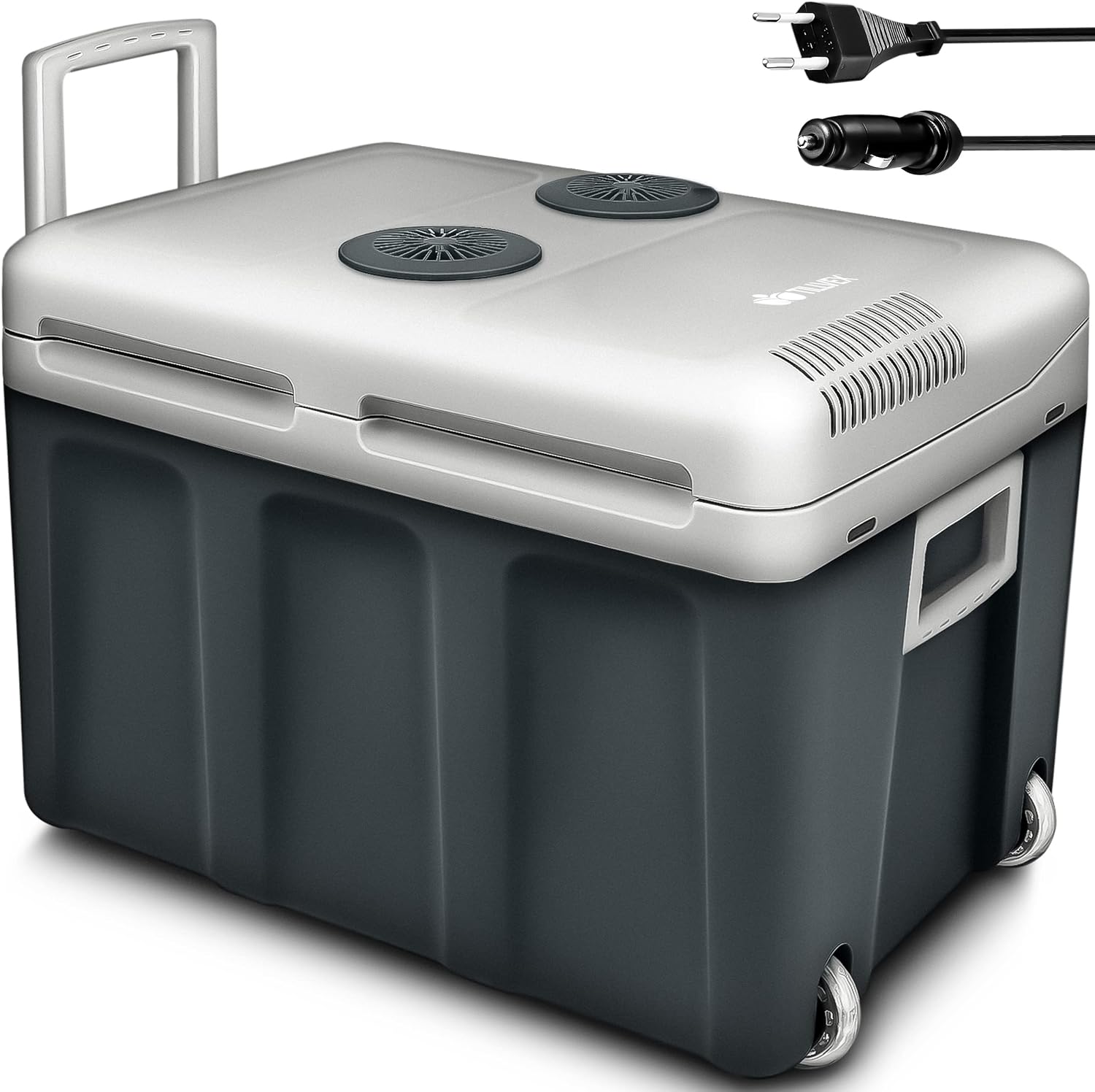 Detalle de tillvex Kühlbox elektrisch 40L mit Rollen – Mini-Kühlschrank für Auto, Camping und Urlaub