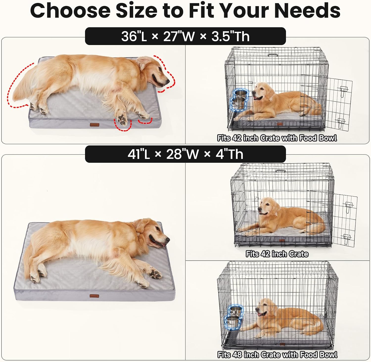 Detalle de OhGeni PBR3V137 Orthopedic Dog Bed, 41 x 28-Inch Reversible Memory Foam, Gray