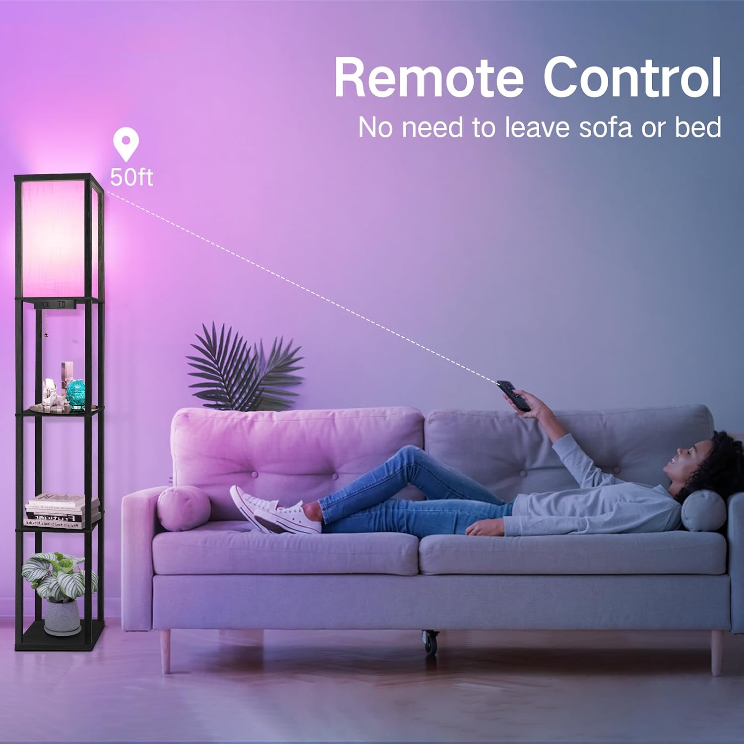 Thumbnail 3 de OUTON RGB Floor Lamp with Shelves: A tall, tech-smart lighting plus storage solution