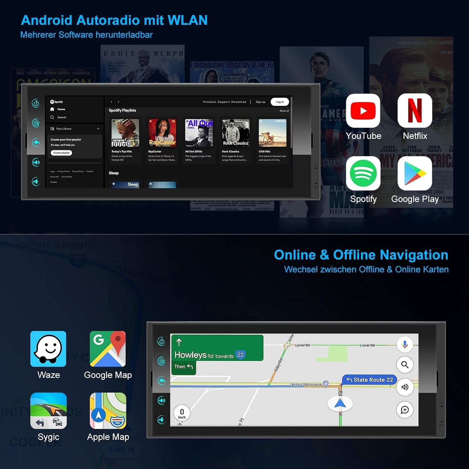 Thumbnail 2 de Android Autoradio 1Din mit Bildschirm 6,9"