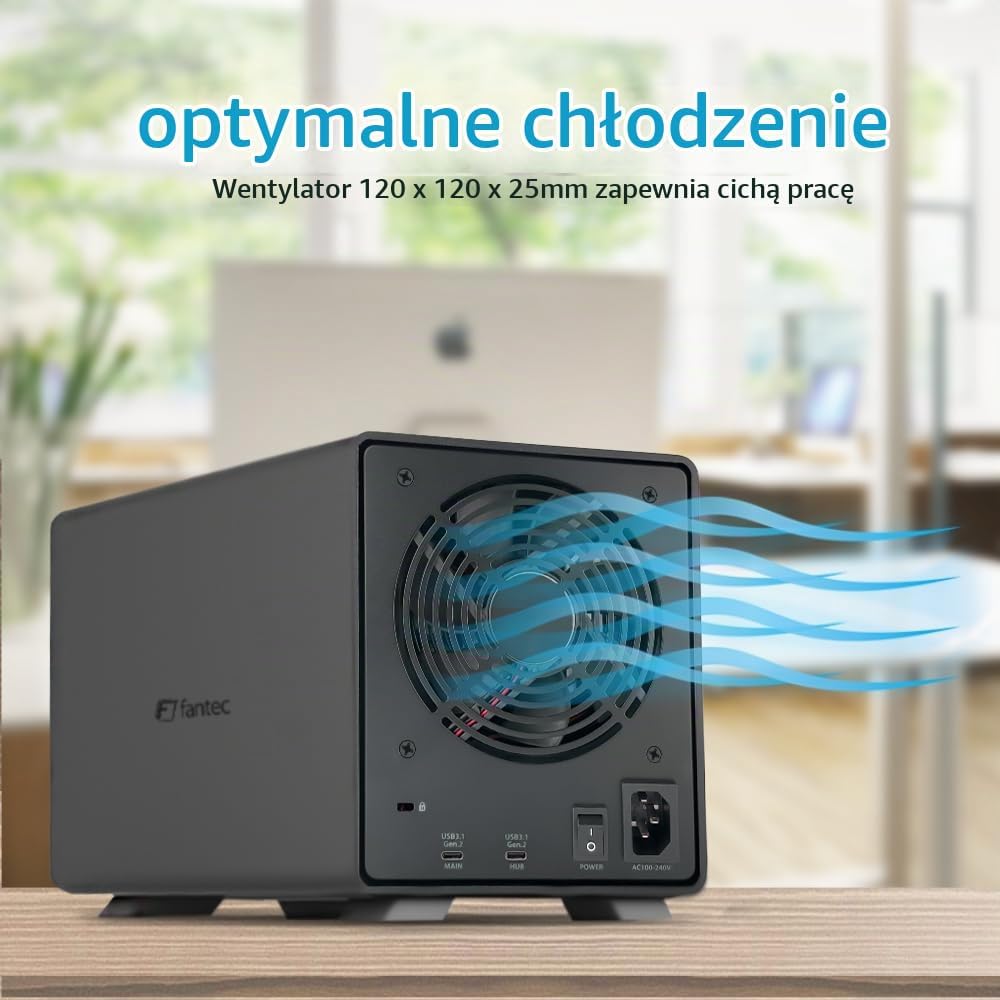 Detalle de FANTEC MB-X5U31H, stacja dokująca SATA na 5 dysków, USB-C 10 Gbit/s