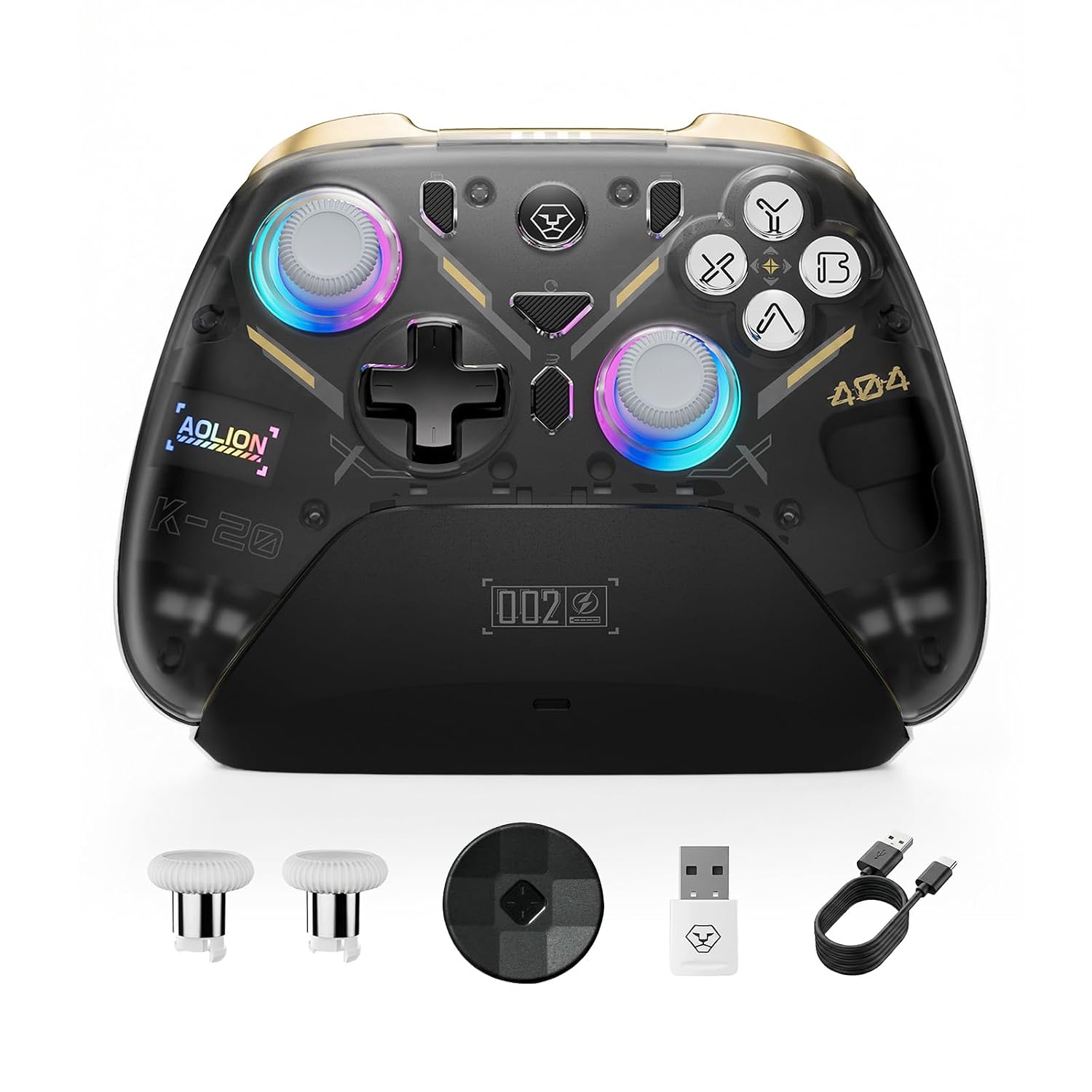 Detalle de Aolion gaming K20 (AL-K20-WG) Wireless Controller with Hall Effect Controls and Dock