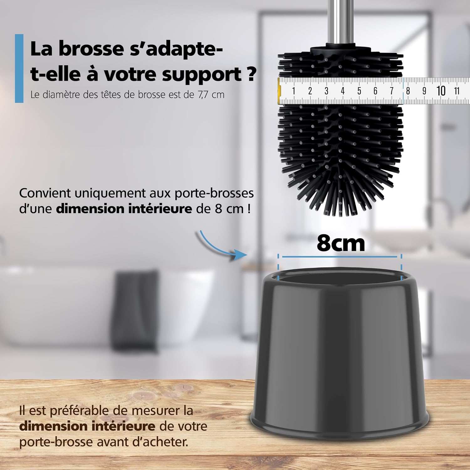 Detalle de Nirox lot de 2 brosses WC en silicone avec manches en acier inoxydable et têtes TPR (Ø 7,7 cm)