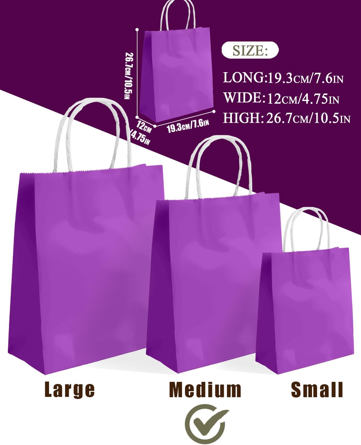 Thumbnail 3 de Gcardist 24PCS Medium Gift Bag with Handles (8.3 x 4.3 x 11 inches) in Violet