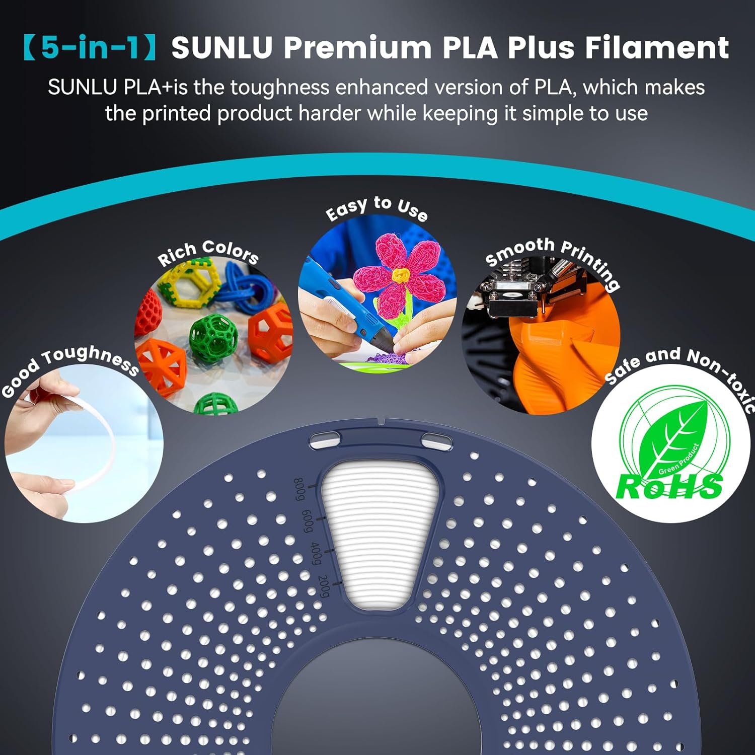 Thumbnail 3 de SUNLU Filamento PLA+ 1,75 mm bianco osso (PLA Plus) da 1 kg