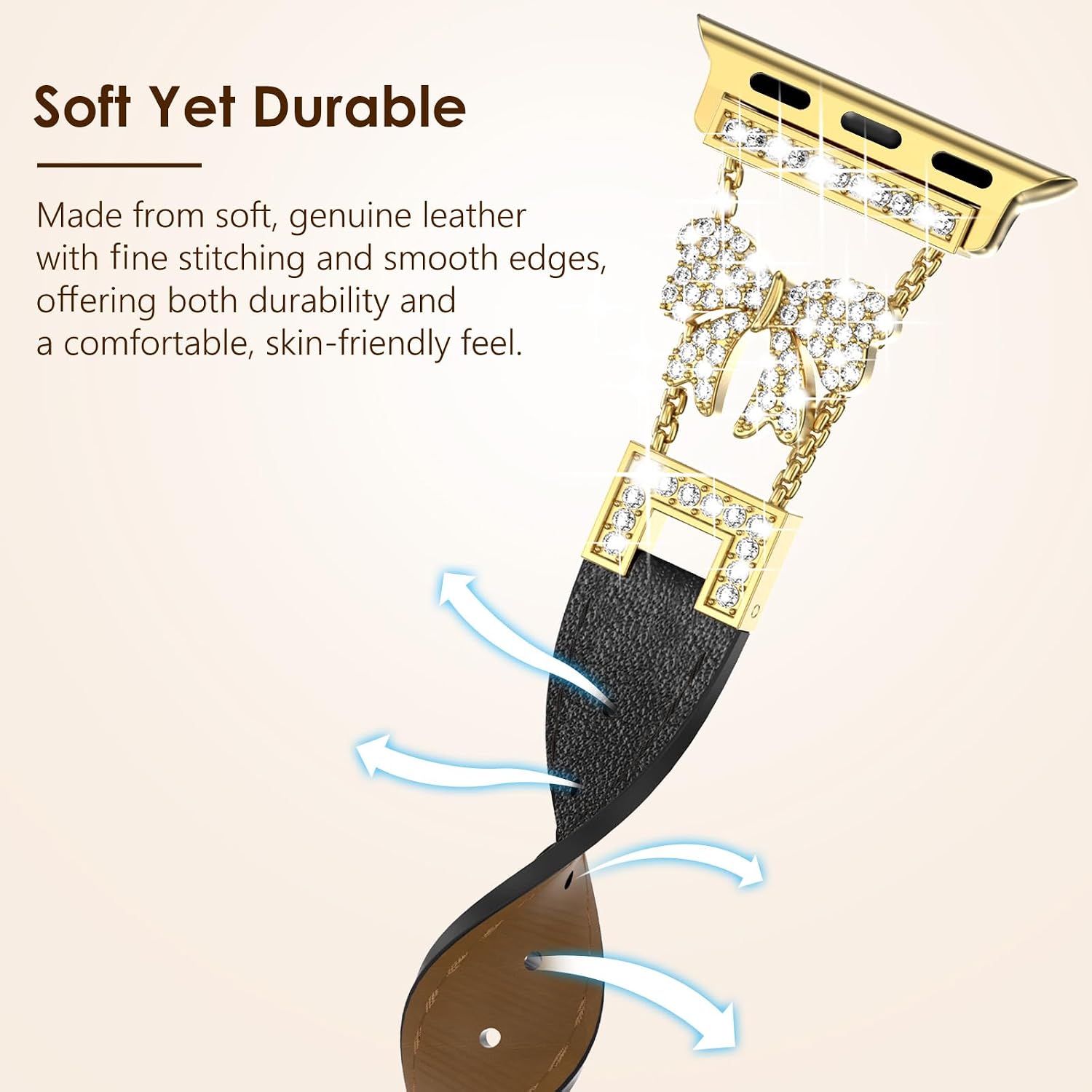 Detalle de NewWays Leather Strap for Apple Watch 38–42mm: Elegant, Comfortable Replacement Band