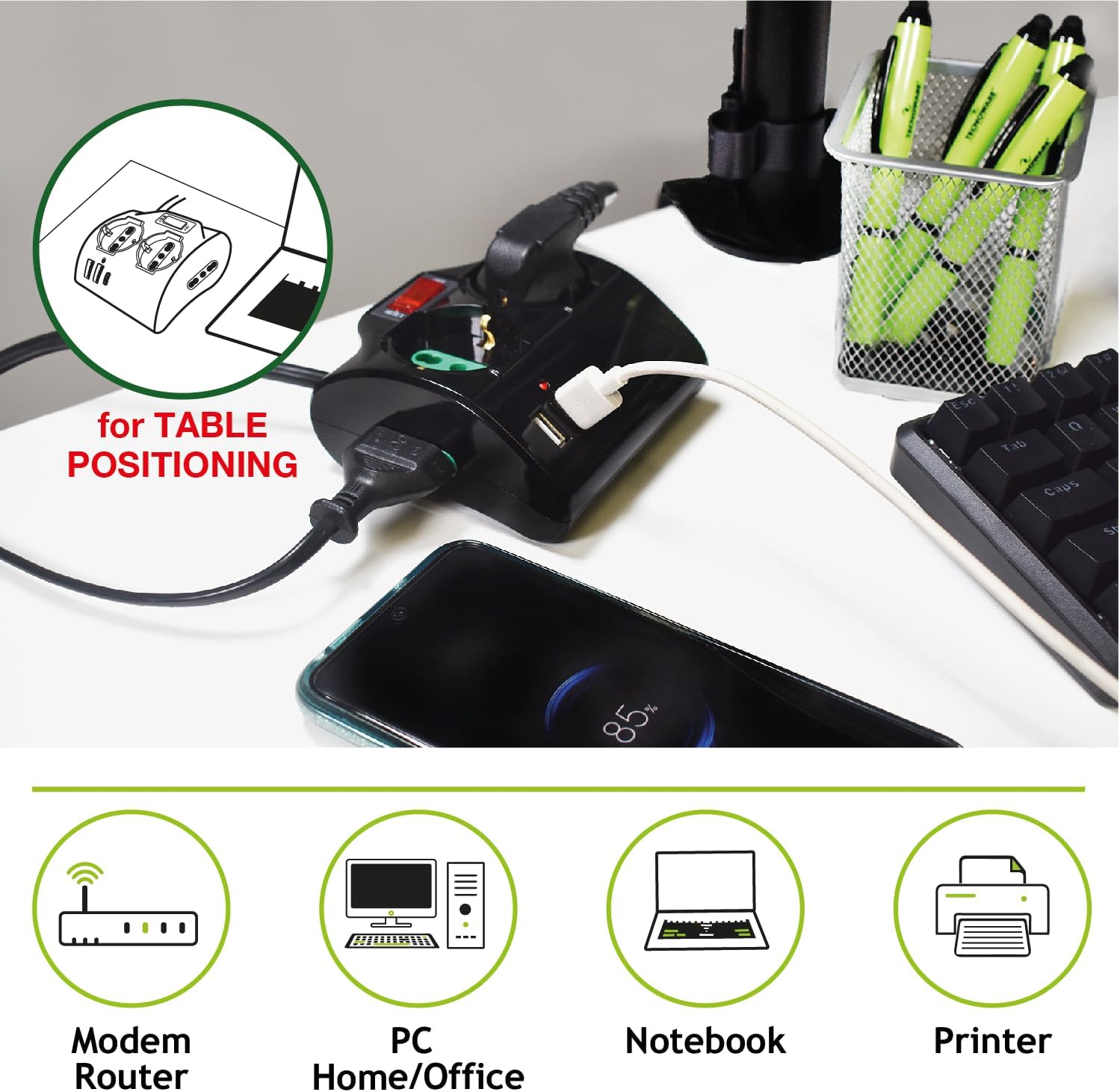 Thumbnail 4 de Tecnoware Power Systems Power Cleaner 4 multipresa con 2 prese Schuko/Italia, USB-A e USB-C Power Delivery