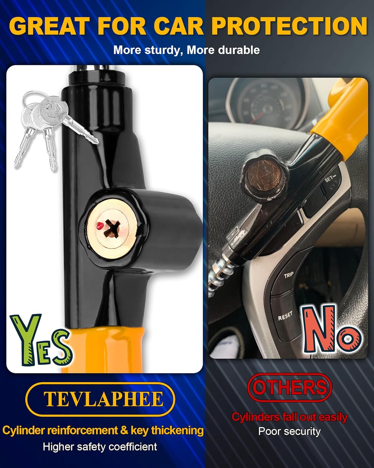 Detalle de Tevlaphee steering wheel lock 35 cm universal