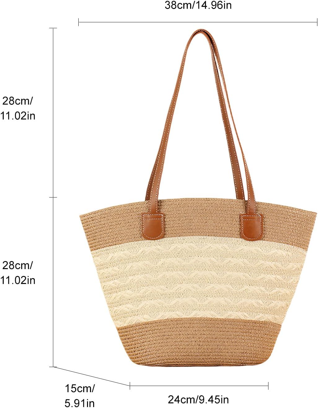 Detalle de Pahajim Summer Handbags for Women Large Tote Bag – Straw, Zip Closure, Ideal for Beach, Travel and Shopping