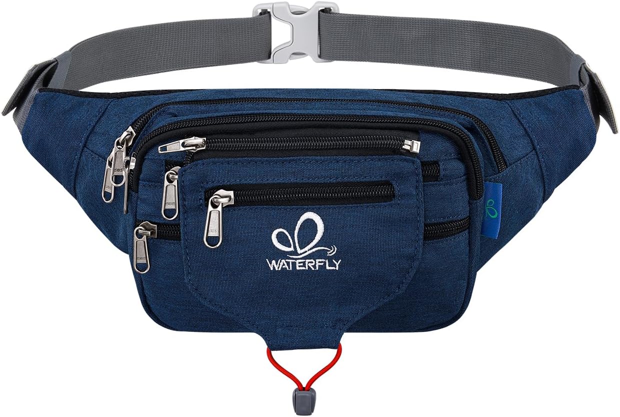 Waterfly Bum Bag/Fanny Pack with 5 Zipped Compartments (Large) for Running, Hiking & Everyday Carry