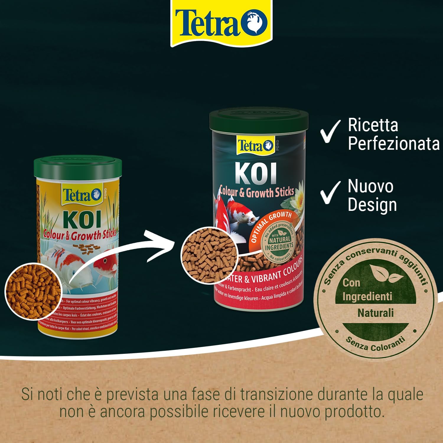 Detalle de Fodera koi Stick per Colori Naturali e Crescita Sana di Pesci koi, Sacchetto da 4 L