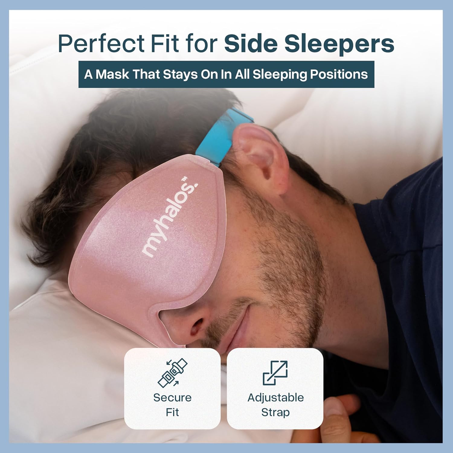 Detalle 2 de myhalos MyHalos 3D Sleep Mask – 100% blackout sleep eye mask for side sleepers, eyelash friendly & zero pressure