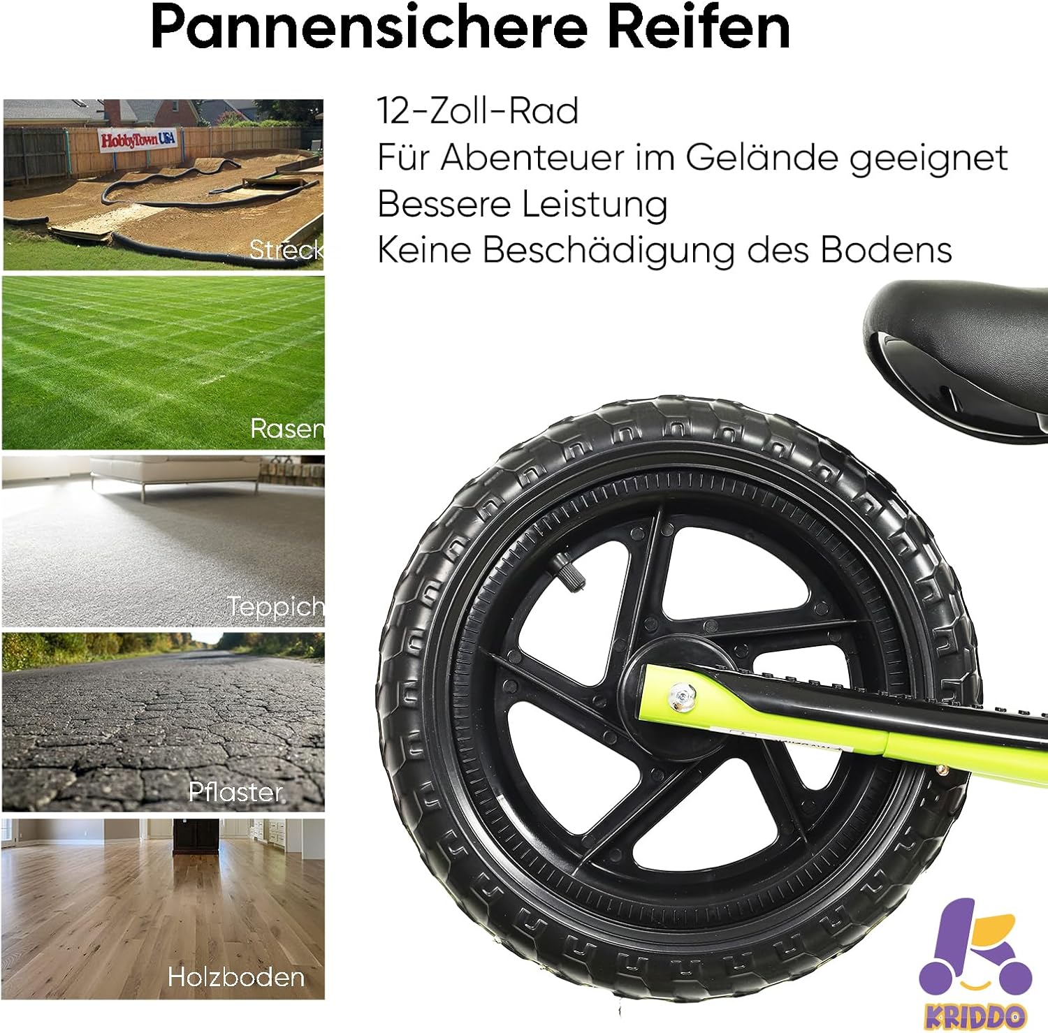 Thumbnail 4 de KRIDDO Kinder-Laufrad ab 2 Jahren: interaktives Lauflernrad mit Fußstütze und Lenkbegrenzung