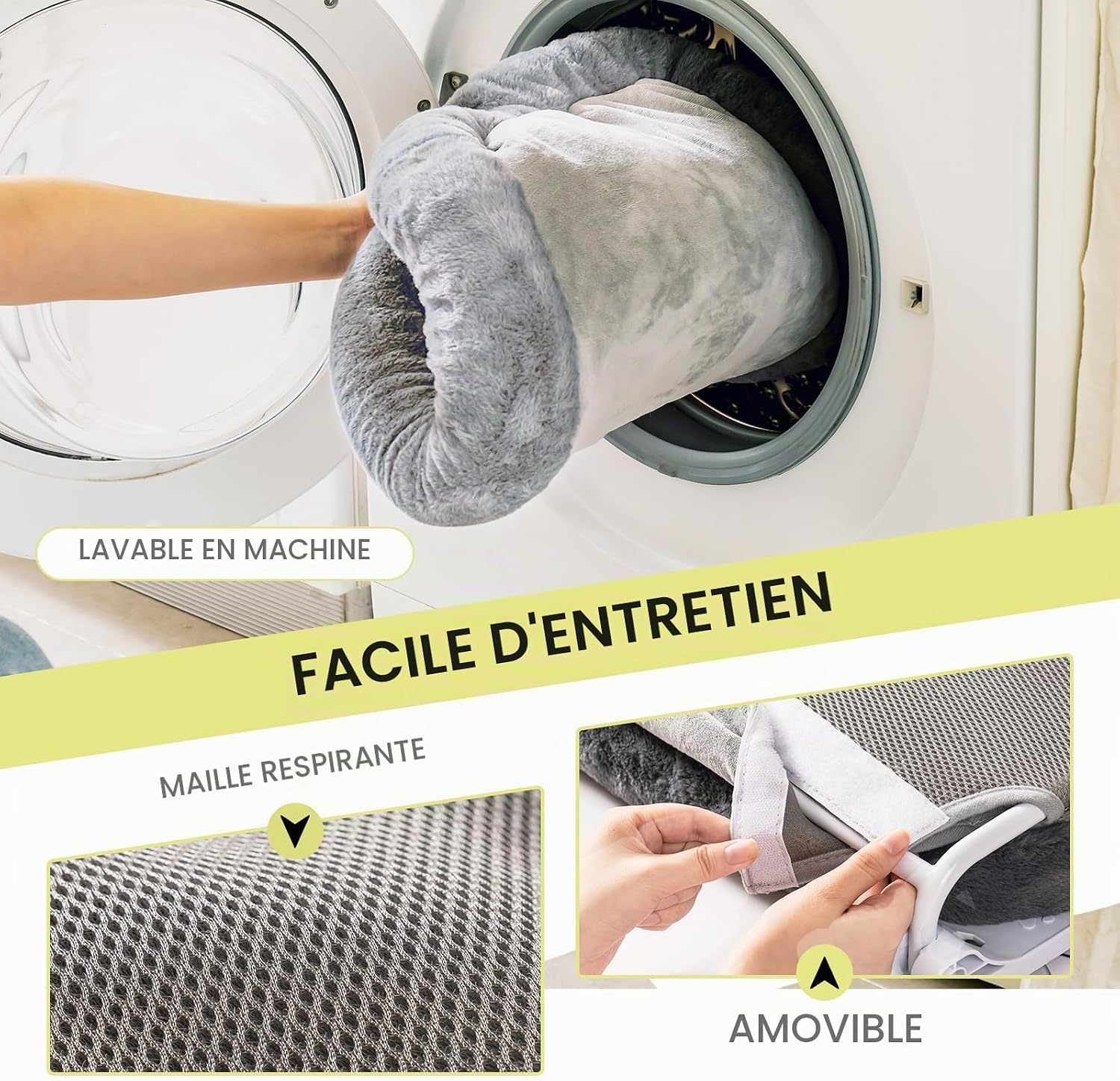 Detalle de EDAGNY kattenhangmat voor het raam, maat M, grijs, met wasbare hoes