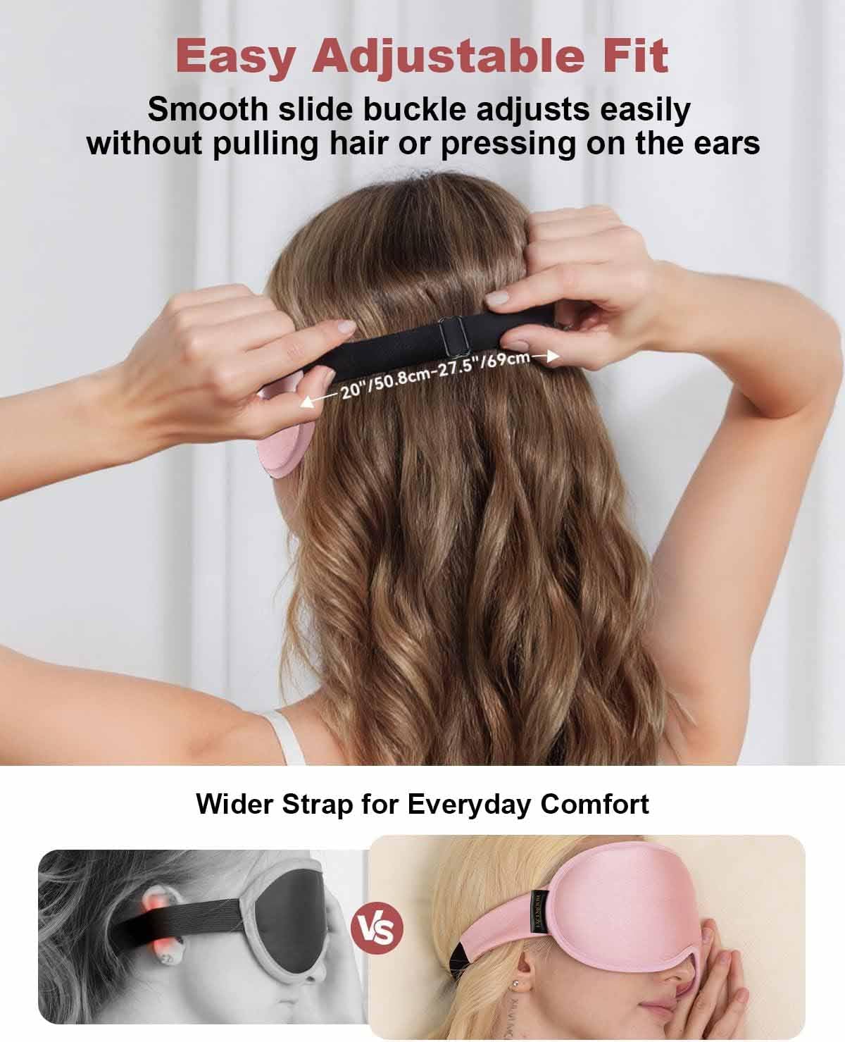 Thumbnail 5 de Weighted Blackout Sleep Mask for Women: Silk-Feel 3D Contoured Eyemask (Pink)
