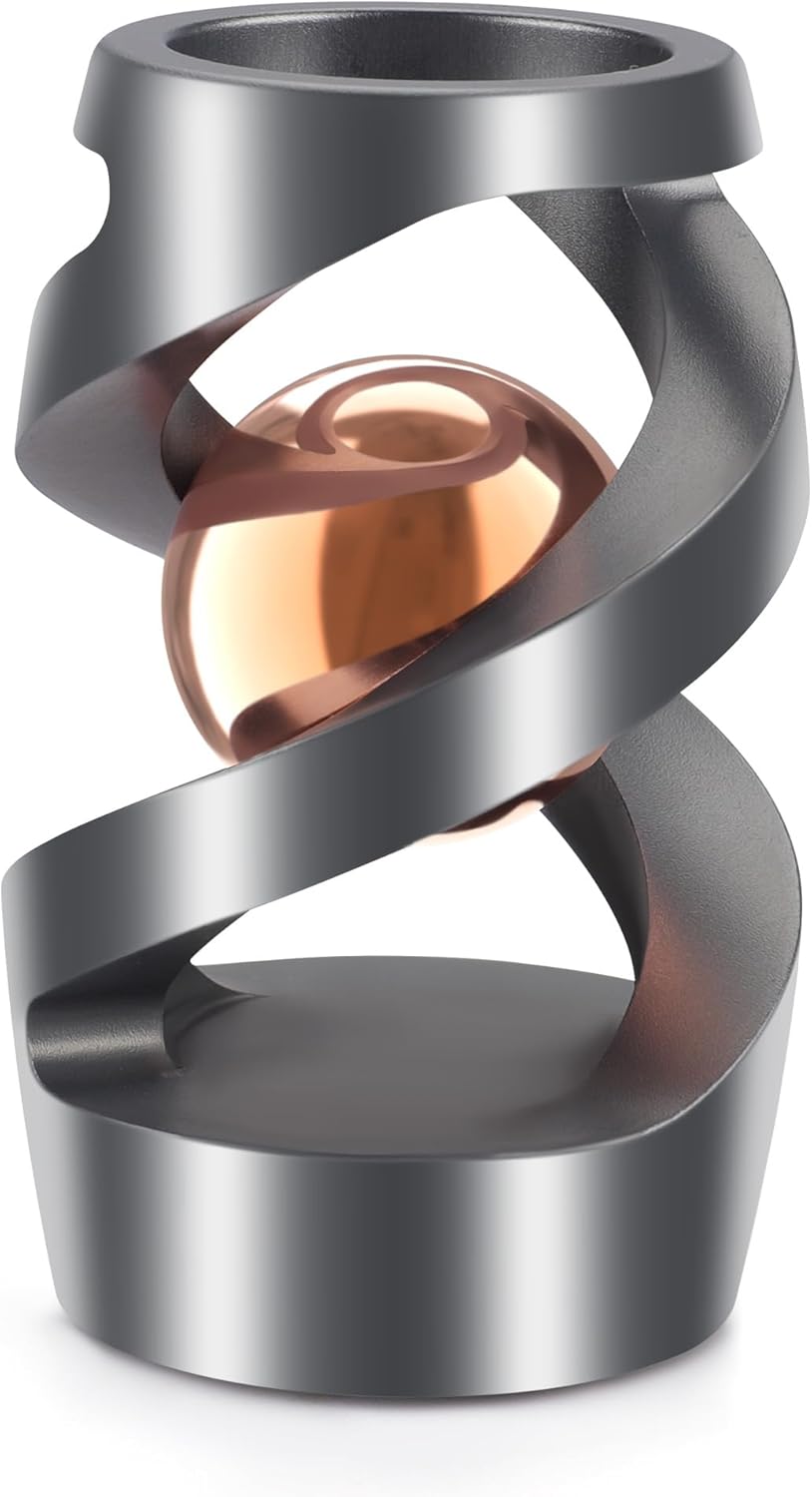 Upgraded Kinetic Desk Toys Kinetic Spinning Desk Toy (Grey Rose Gold) — Aluminum Alloy Fidget for Office & School