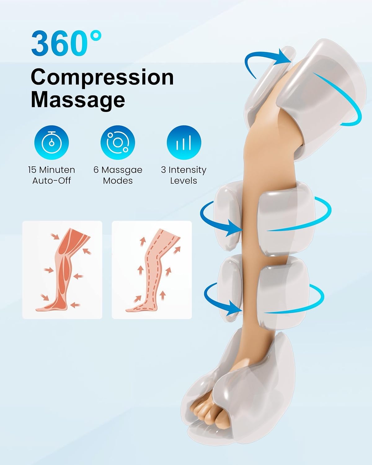 Thumbnail 1 de COMFIER Beinmassagegerät mit Wärme & Kompression (3-in-1) – 6 Modi, 3 Intensitätsstufen