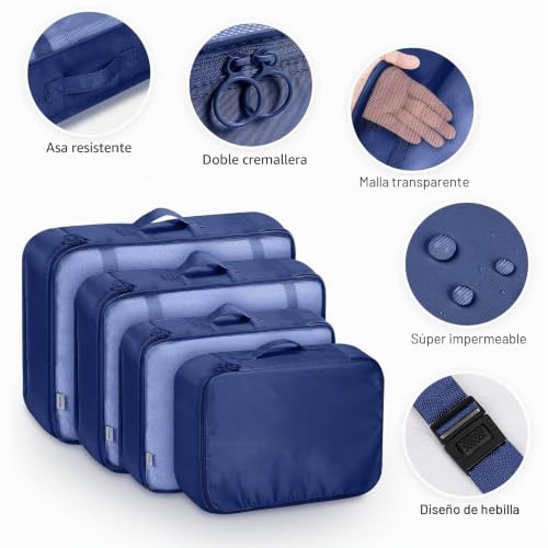 Detalle de MURISE Organizador de Maleta 8 Piezas (azul oscuro) para Viajes y Vacaciones