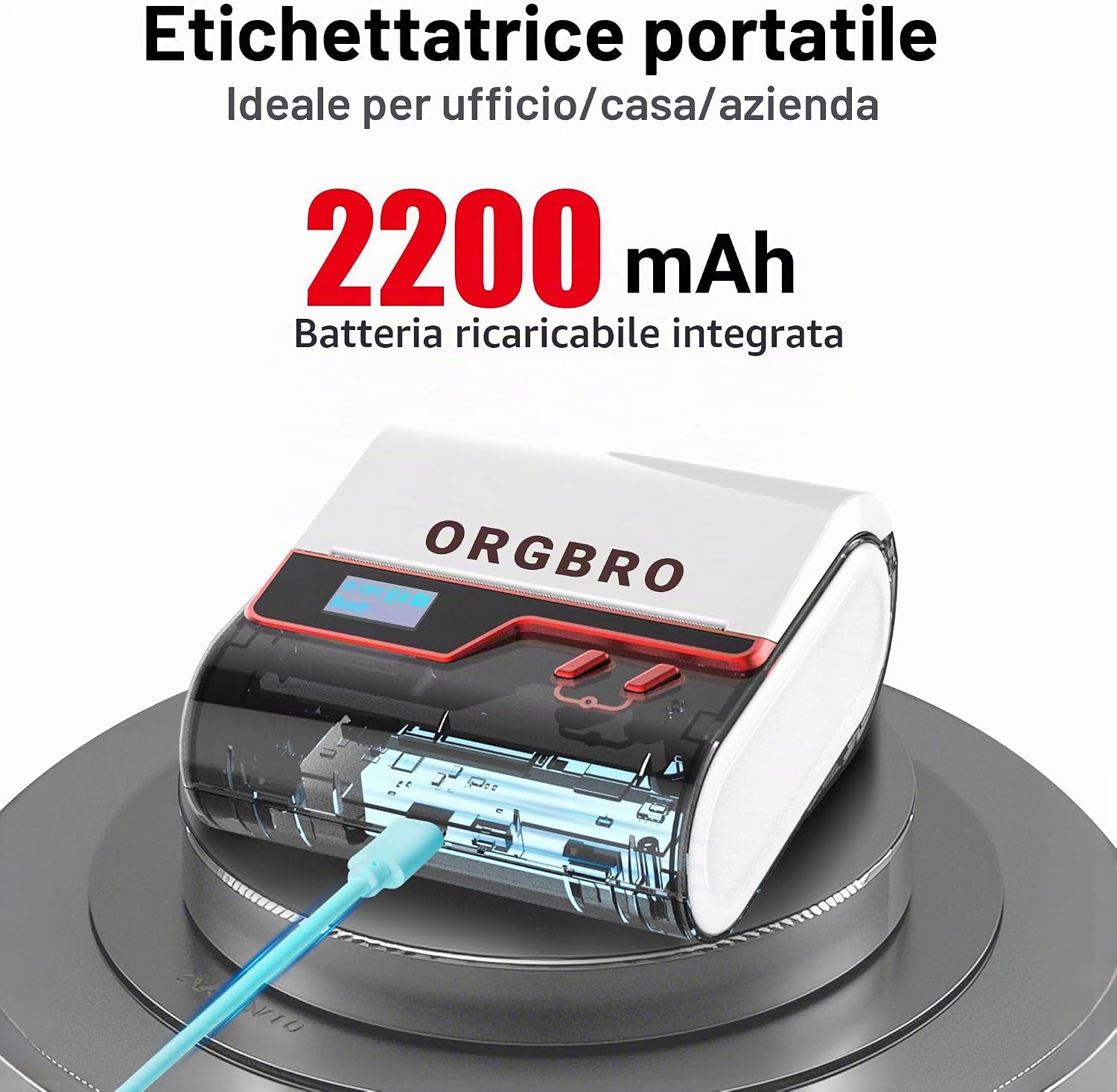 Thumbnail 4 de ORGBRO Z3 stampante termica per etichette adesive con app 4BarCode e 1 rotolo bianco da 50×30 mm