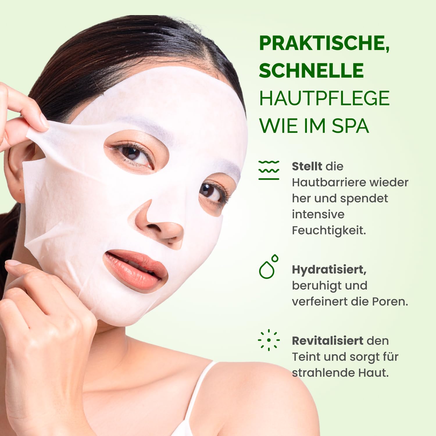 Thumbnail 1 de PLANTIFIQUE Koreanische Gesichtsmaske 5-Pack mit Centella, Niacinamid & Hyaluronsäure – Tuchmasken für Feuchtigkeit und Beruhigung