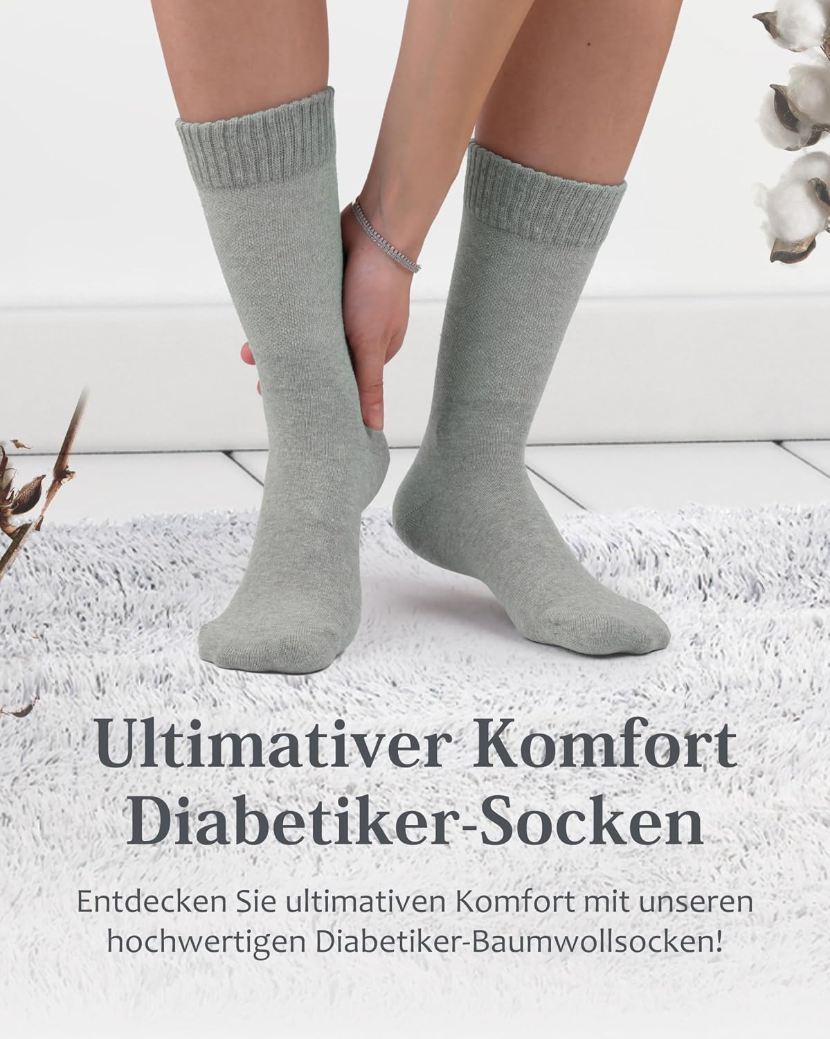 Thumbnail 1 de Fiera Besa Unisex Diabetiker Cotton Crew – skarpetki bezszwowe, 4 pary