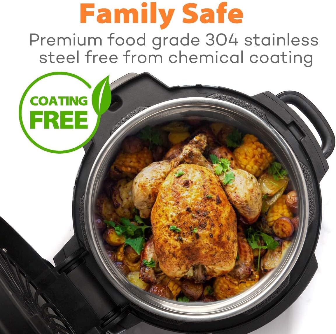 Detalle de Goldlion 6.5-Quart Replacement Inner Pot, 304 Stainless Steel for Ninja Foodi