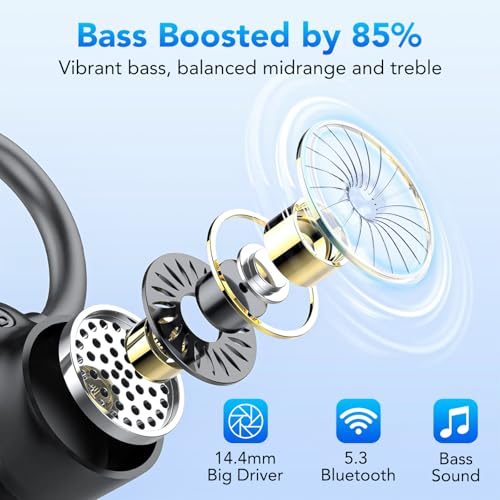 Detalle de KT1 auriculares inalámbricos Bluetooth 5.3 con pantalla LED, 72 horas e IPX7