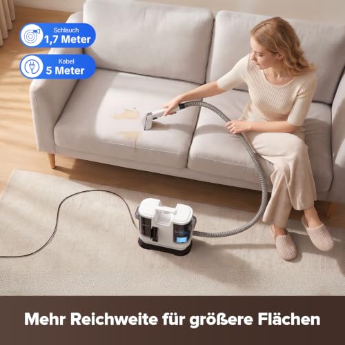 Detalle de Lubluelu Nasssauger Polsterreiniger – 600 W, 22 kPa Tiefenreinigung für Teppiche und Polstermöbel