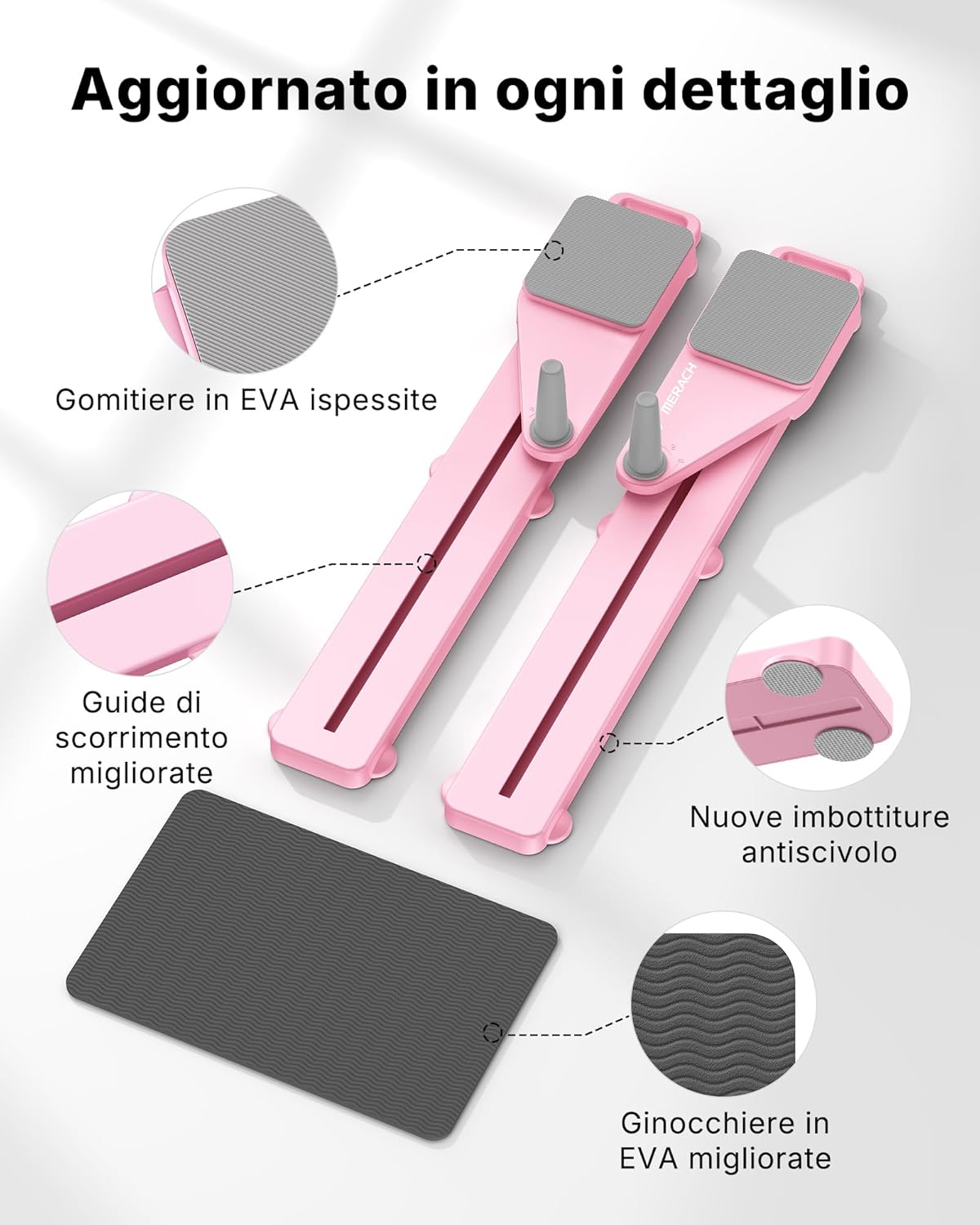 Detalle de MERACH Pilates Reformer Mini: 5 in 1 per casa, allenamento completo e compatto