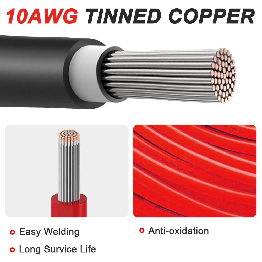 Detalle de Xiatiaosann 10AWG Solar Panel Cable to SAE Connector (2 Pack, 50cm) – 600V, 50A PV Extension Wire