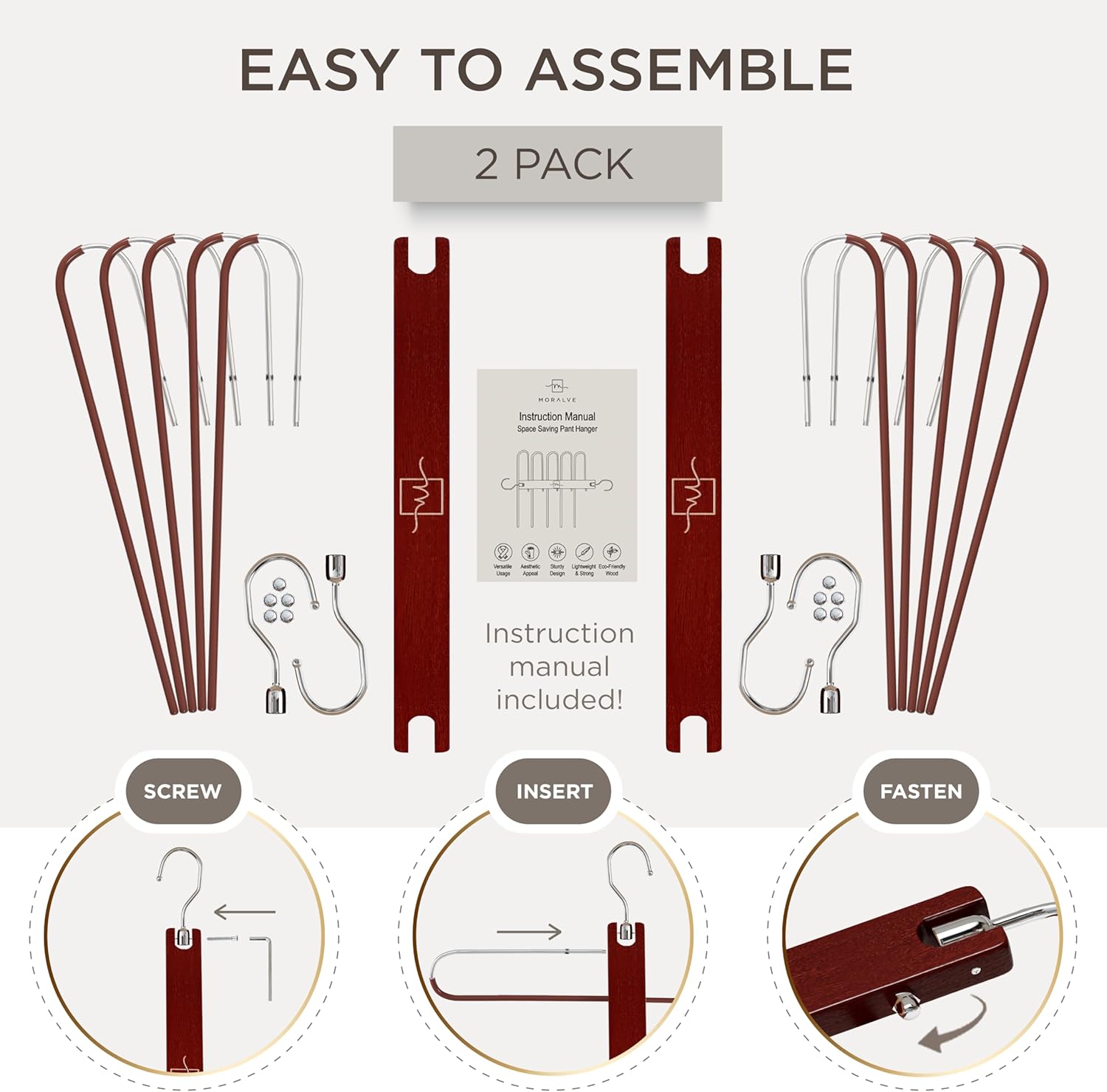 Thumbnail 6 de MORALVE 2‑pack beechwood trouser hangers