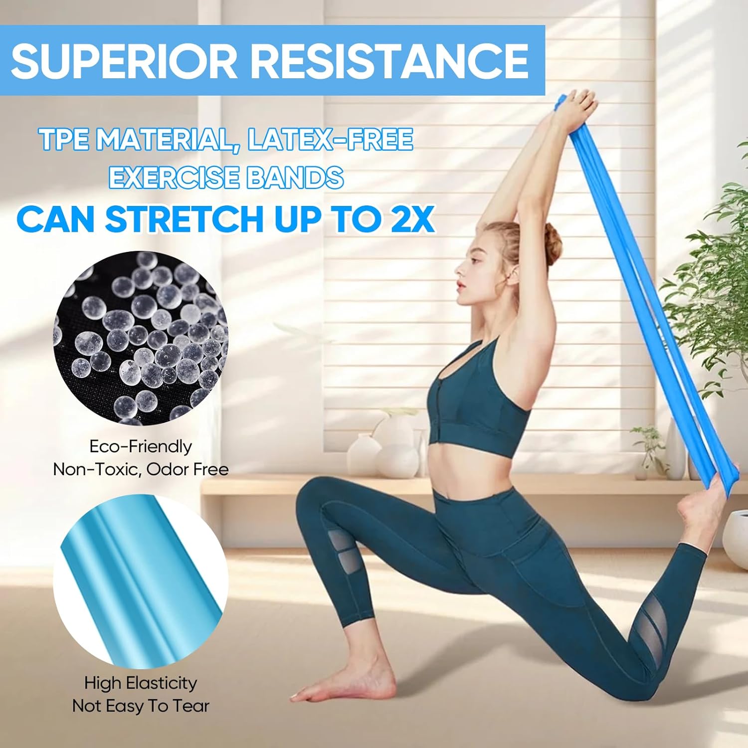 Thumbnail 2 de Fokky Fitnessbänder 4er-Set (2 m) mit 4 Widerstandsstufen – Resistance Bands für Muskelaufbau, Yoga & Pilates