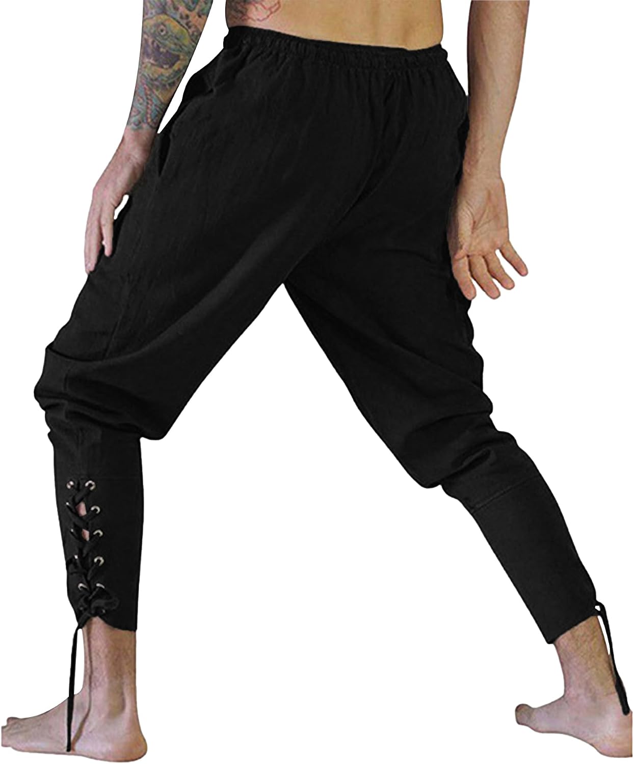 Detalle 2 de YAOHUOLE Herren Mittelalter Hose 75% Baumwolle