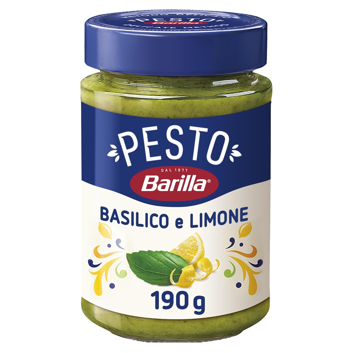 Detalle de Barilla Pesto Basilico e Limone – Glutenfreies Basilikum-Zitronen-Pesto, 12x190 g