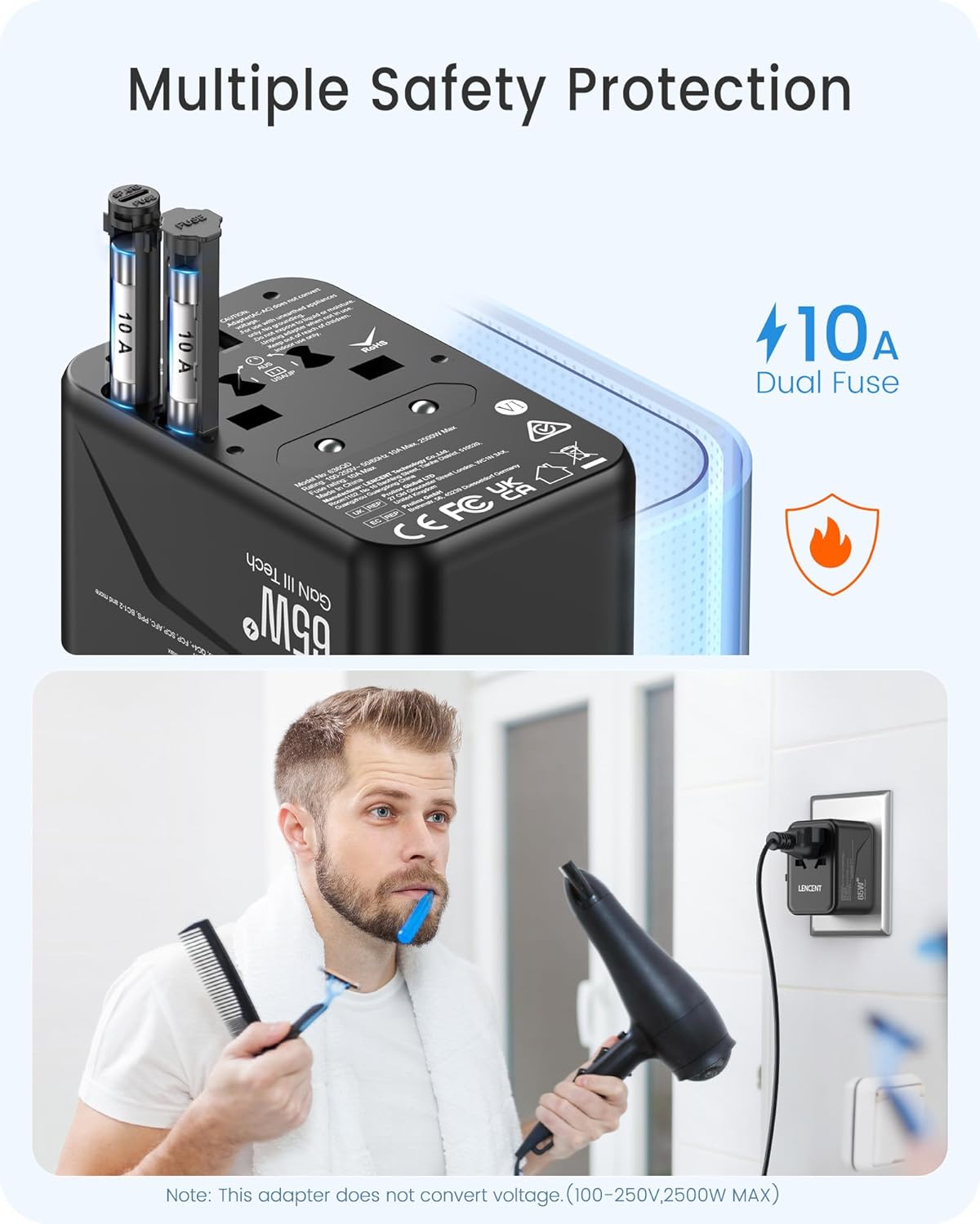 Thumbnail 6 de LENCENT Reiseadapter GaN3 65 W für Reisen