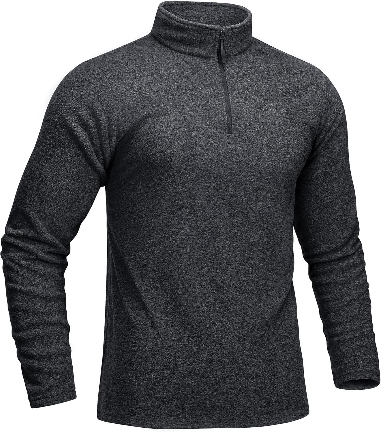 Detalle de KEFITEVD men’s fleece quarter-zip pullover with stand collar